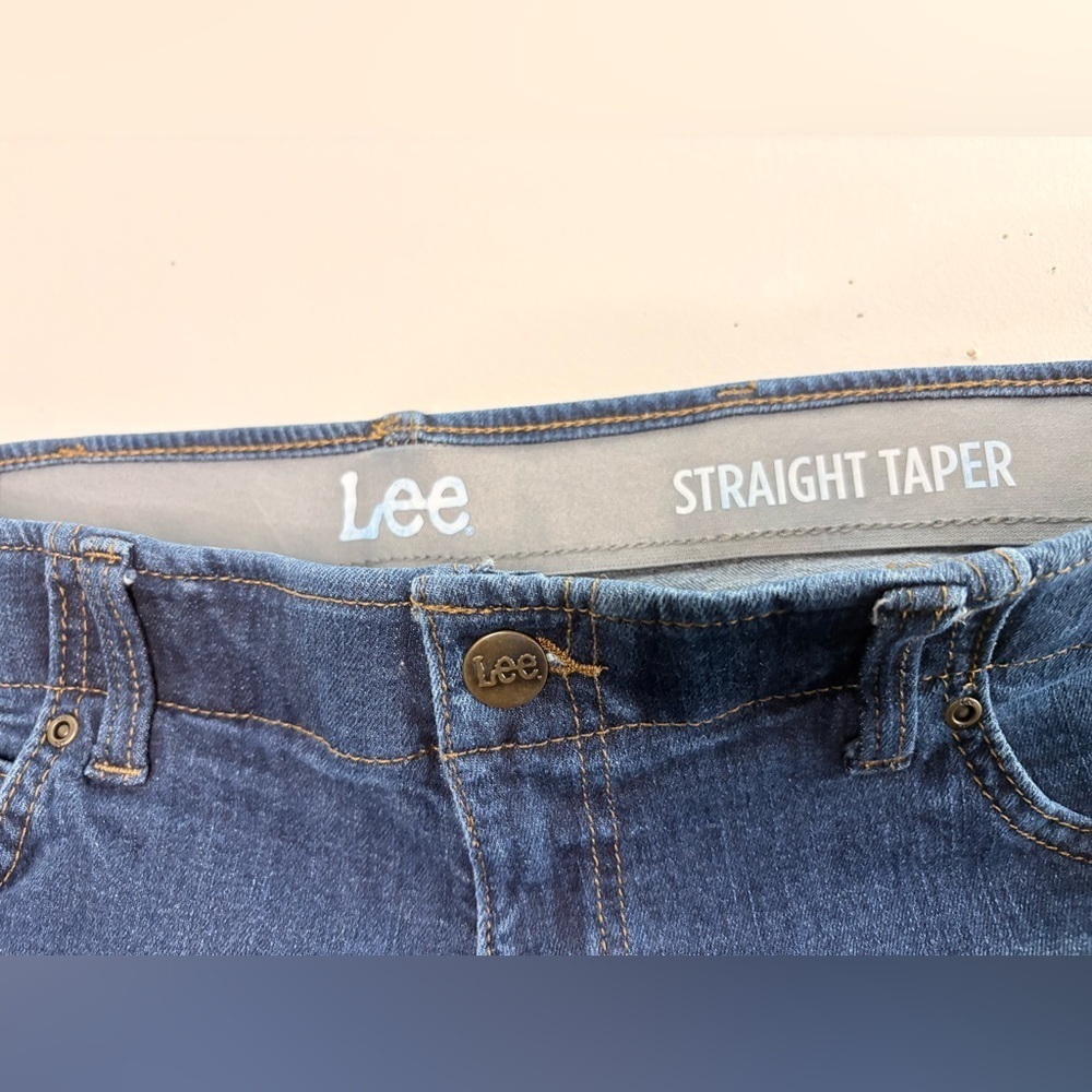 Lee Denim Straight Tapered Jeans in Classic Blue - Picture 5 of 10